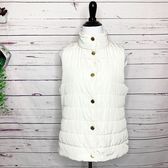 Michael Kors White Snap Button Puffer Vest Women’s Size Small - Picture 2 of 10
